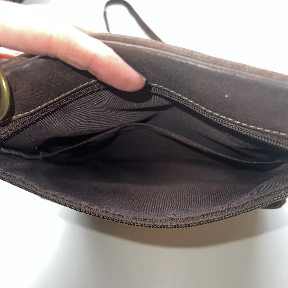 Vintage FOSSIL Brown Full Grain Soft Leather Crossbody Shoulder Bag